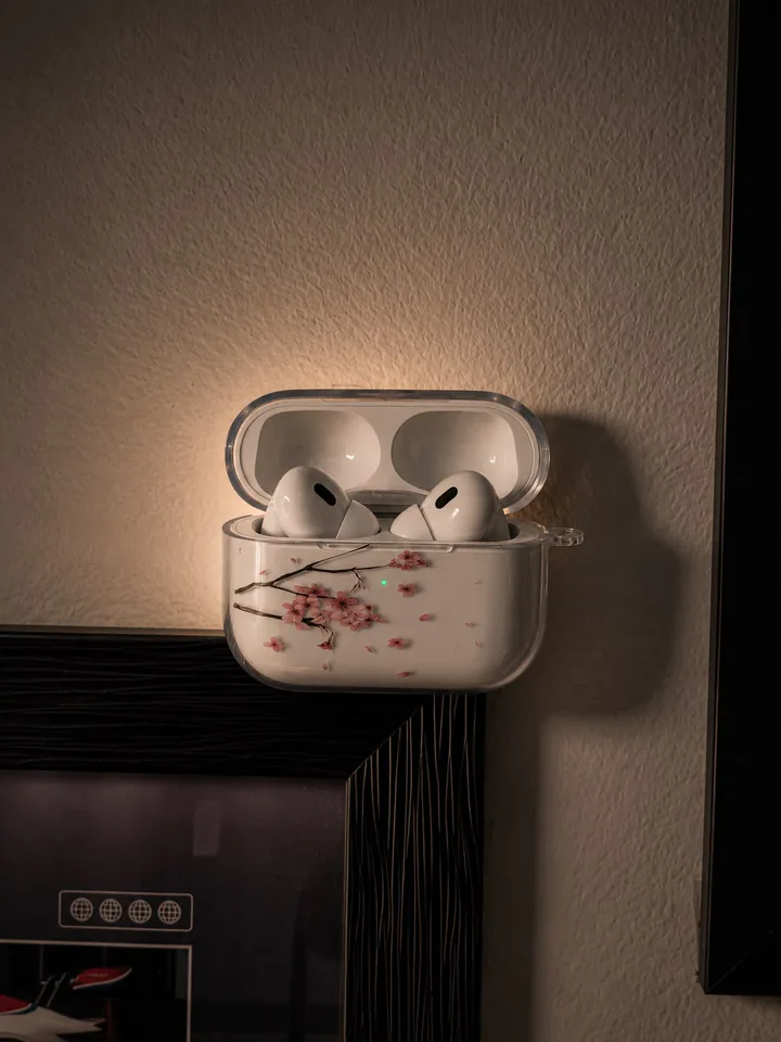 White Sakura Slim AirPods Case
