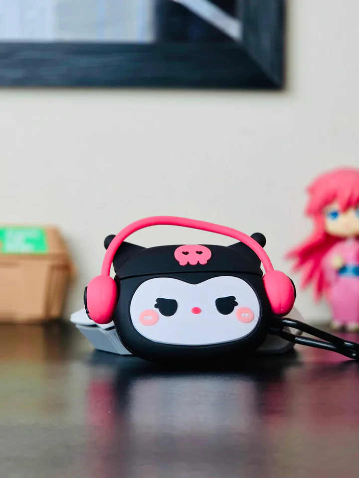 Black Sanrio Headphone AirPods Case